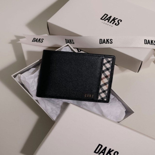 닥스 남성 블랙 사피아노 하우스체크 반지갑_DBWA5F971BK