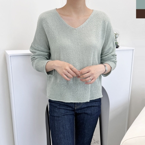 샵앤 여성 국산 데일리 오피스 V넥 여리핏 니트티 WDM-WKN-2L-UPP 1031