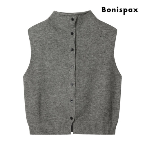 보니스팍스 버튼 포인트 모크넥 니트 베스트 XP9VT001M0