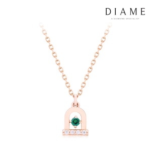 아미  다이 온라인 두오모 14K골드 랩그로운 에메랄드 목걸이 GLDN020WGLA