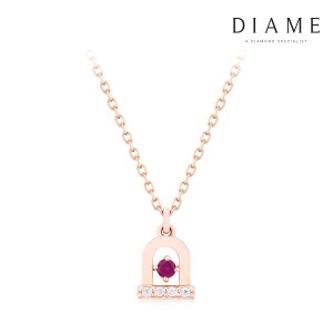 아미  다이 온라인 두오모 14K골드 루비 랩 다이아몬드 목걸이 GLDN020WRL
