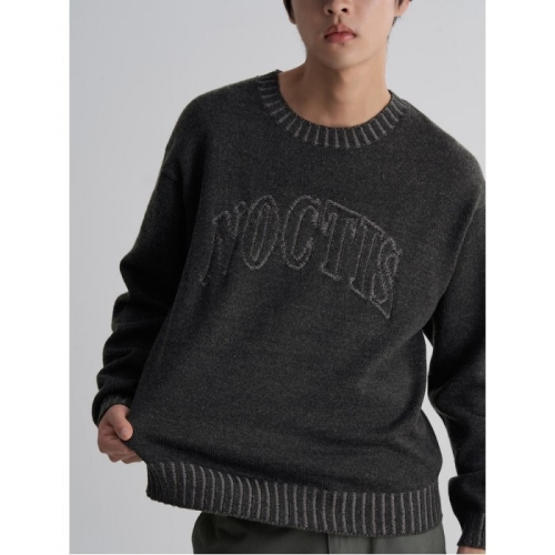 에잇세컨즈 빈티지 레터링 라운드 니트 애쉬_265951BY14