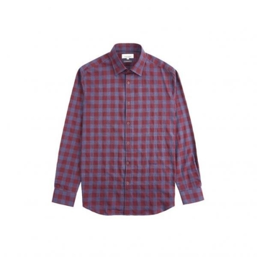 프랑코페라로 면 체크 스탠다드 셔츠 와인 A0Z830779 272787