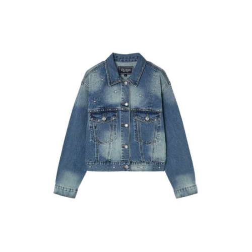 게스 여성 M톤 크리스탈 데님 자켓 YP7D6857