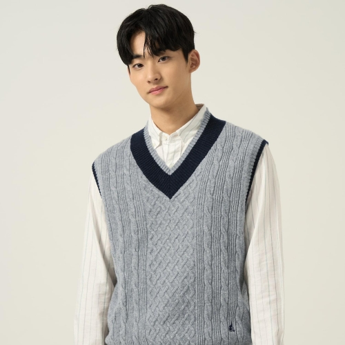 빈폴 남성 케이블 베스트 그레이_BC5951C233