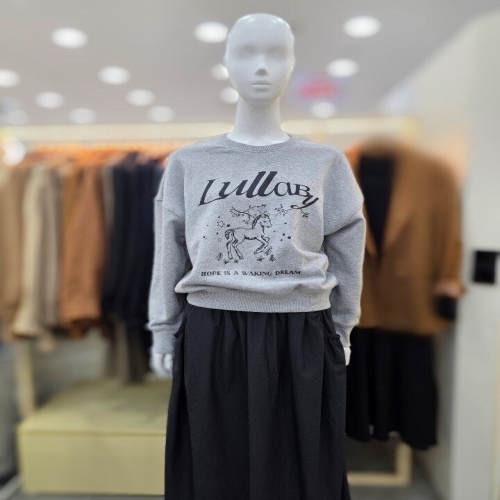 플라스틱아일랜드 크롭 유니콘 프린트 맨투맨 PQ4CL061_DJ