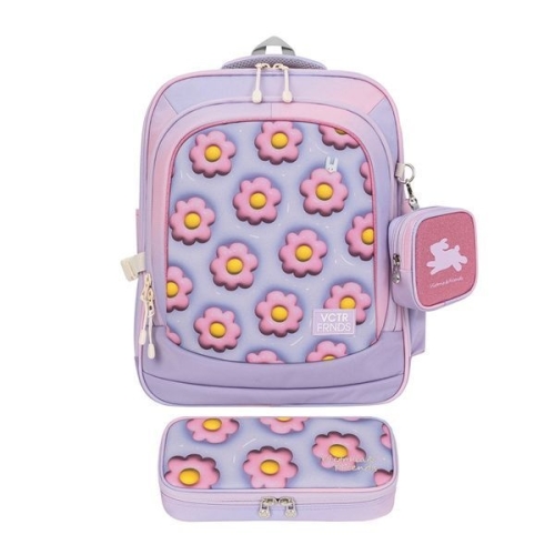 빅토리아앤프렌즈 초등학생 경량 책가방 실속세트 얼쓰 글리터 스퀘어 플라워 GSQFLWPS / V24B01-FLW-PCSET