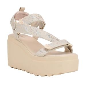 게스 여성용 Ocilia 웨지 샌들, 미디엄 내추럴/실버 로고 102, 8.5 149839