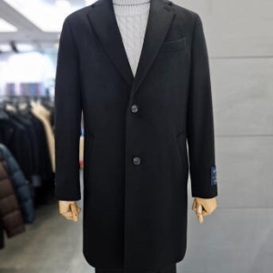 바쏘 남자 캐시미어 100% 블랙 체스터 코트 WSAFZ4CA07A