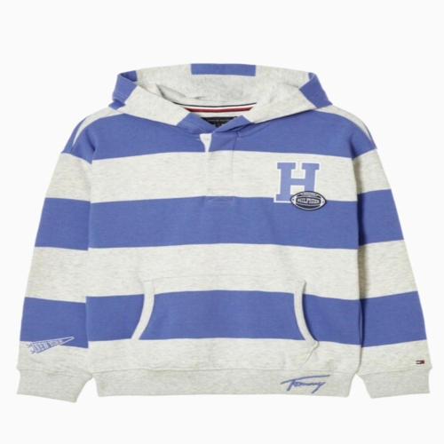 타미힐피거칠드런 6 바시티 스트라이프 버튼 후드 티셔츠 T42F7KKO520BT1 TOMMYHILFIGER 3T16 공용