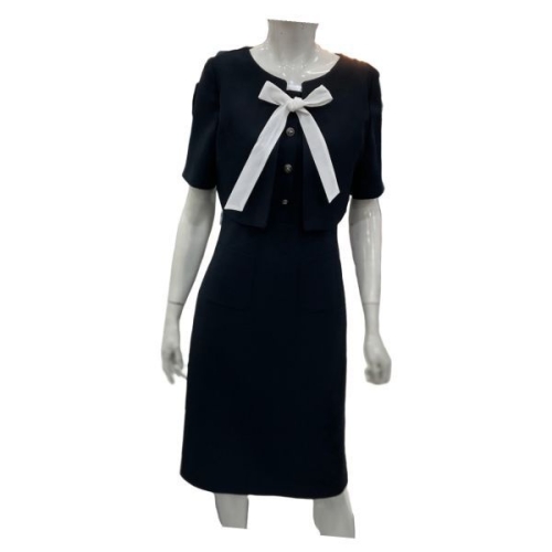 스위트숲 여성 리본 타이 자켓 레이어드 정장 원피스 OB5OPQ1