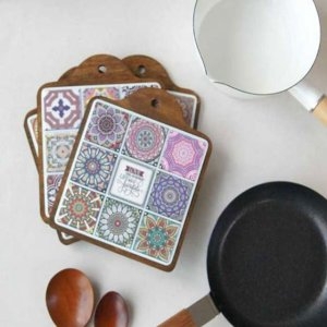 우드  패턴 사각 냄비받침 1P 밥솥 이유식 뚝배기 W6FFE86