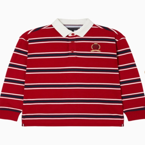 타미힐피거 키즈 T42F7KKT510BT1 인터록 스트라이프 럭비 티셔츠