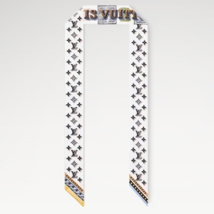 루이비통 다미에그램 BB 방도 블랙 실크 스카프 M96785