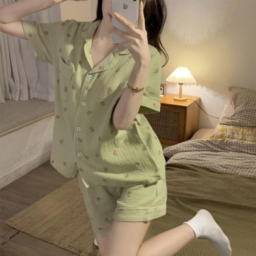 오노마 ONM 여름잠옷 반팔잠옷 복숭파패턴 부드러운 홈웨어 시 41025751