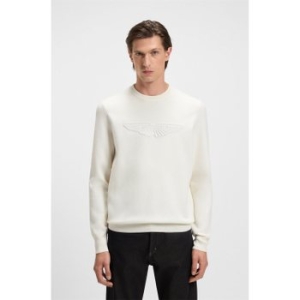 보스 WI25 x ASTON MARTIN 레귤러핏 자수 로고 울 스웨터 화이트 50550030100