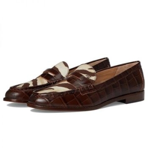 폴로랄프로렌 로렌 우먼 Wynnie Zebra-Print-Trim Embossed 로퍼 Zebra 다크 Hickory 786121