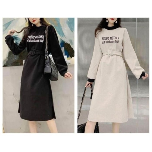 오노마 ONM 데일리원피스 여성 라운드넥 긴팔 레터팅 원피스 41025782