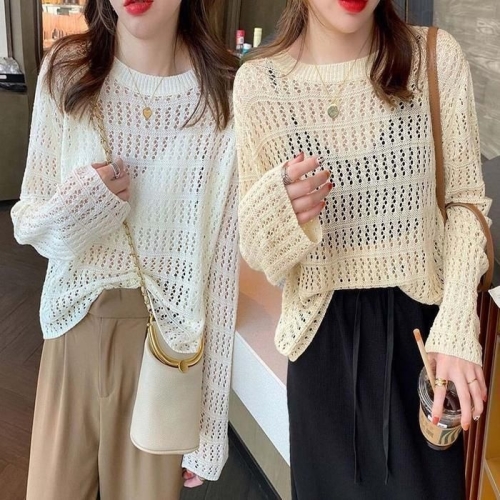 오노마 ONM 니트 여자 휴양지 긴팔 니트 펀칭 루즈핏 여름 41025737