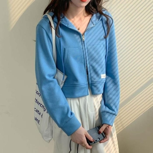 오노마 ONM 여성반팔 얇은 투지퍼 후드 티셔츠 크롭 집업 베 41025711