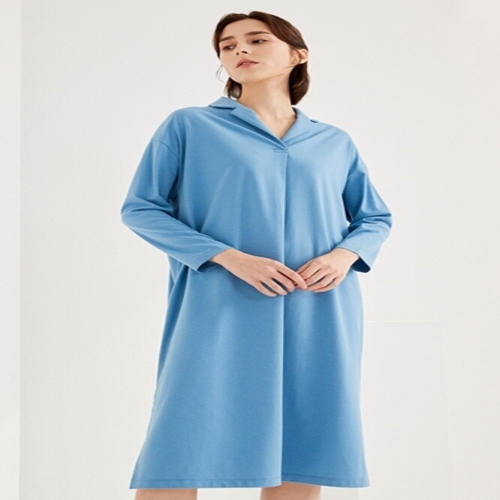 유닛 코튼 혼방 테일러드 카라 원피스 UFH1-DOP172N