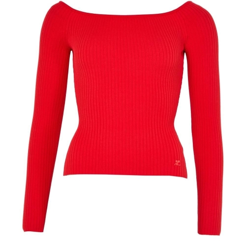 꾸레쥬 쿠레주 여성 Off shoulder rib knit top RED COUG9E8ERED 6490793