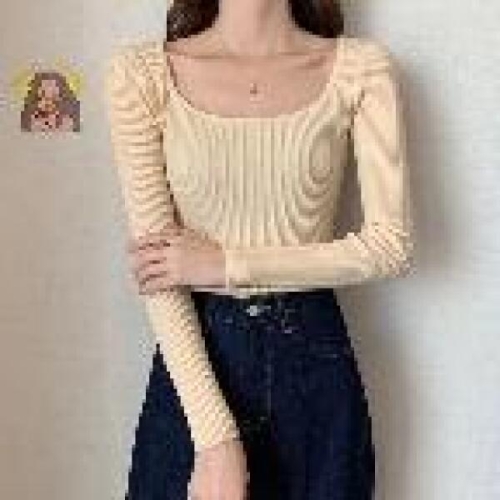 에이치플러스몰 쿨샵 유라인넥 니트티셔츠 골지라인 슬림핏 WB16631