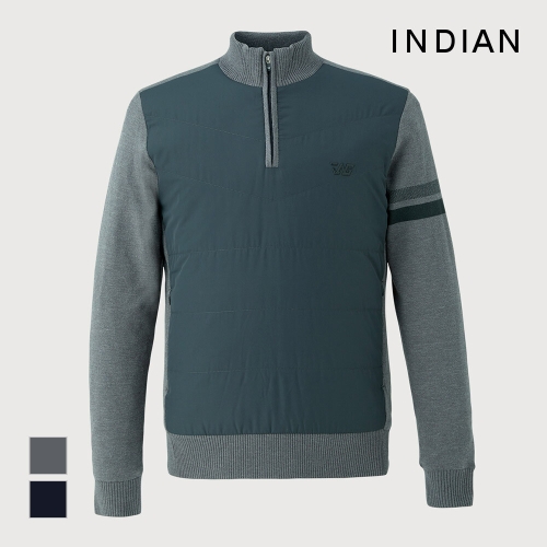 인디안 우븐배색 방풍하프 집업니트_MIGBHYW9151