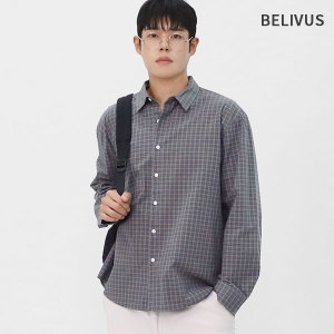 빌리버스 남성 가을 감성 톤다운 데리 잔체크 긴팔체크셔츠 세미오버핏 남방 VRAT106