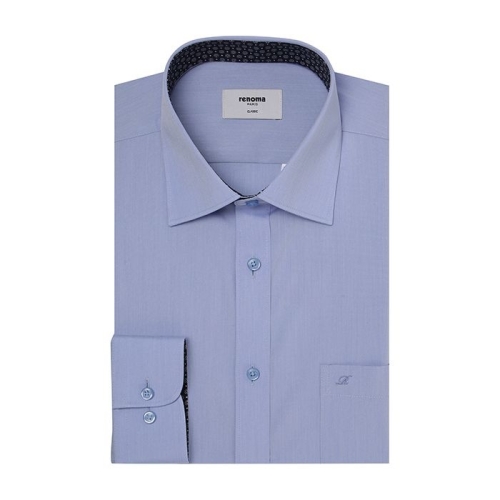 레노마 스판소매의 구김적은 블루솔리드셔츠RPFSG0008BUIN