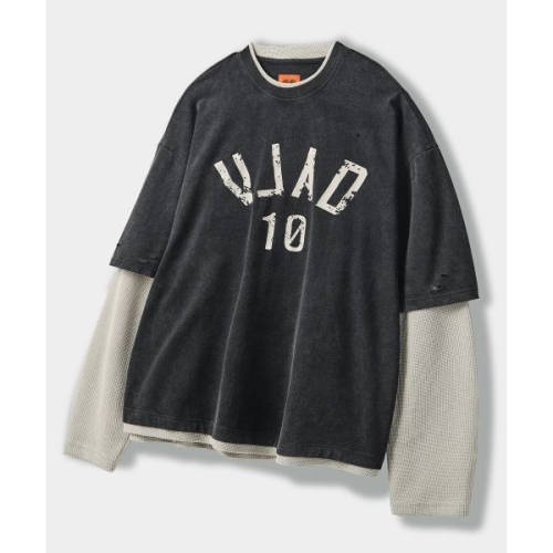 피그먼트 ltgt 디미트리 블랙 DIMITRI BLACK VLAD 레이어드 VTG 롱슬리브 티셔츠_ 차콜 183744 911RB