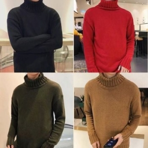 보이 클린 심플베이직 디테일 폴라넥 긴소매 니트스웨터 WFJTP0S