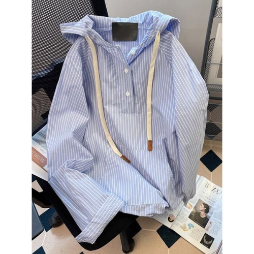 세이 후드 스트라이프 셔츠_NC1BL047