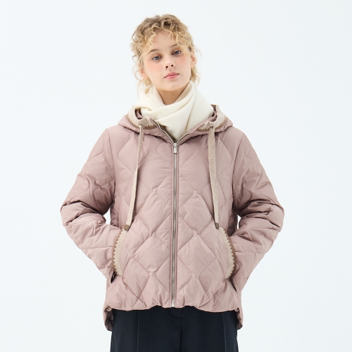 다이야 퀼팅 후드 히비스커스 다운 재킷 UFKWJA4A7T-BEIGE