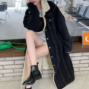 스탠다드 디테일 베스트 트렌디룩 롱데님라이닝 퍼자켓 WFJU0QJ