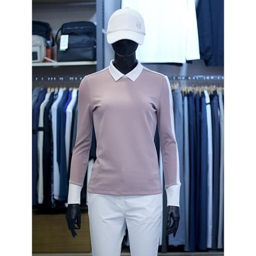 팜스프링  스 세이브존03 스 여성 골프 가을 배색 포인트 카라 티셔츠 AWSTTL243213A