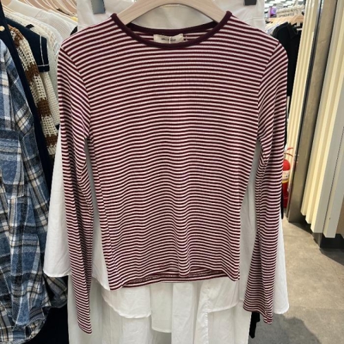 밀스튜디오 HC06 슬림 스트라이프 티셔츠 슬림 스트라이프 라운드티셔츠 LR9TSB122WIO