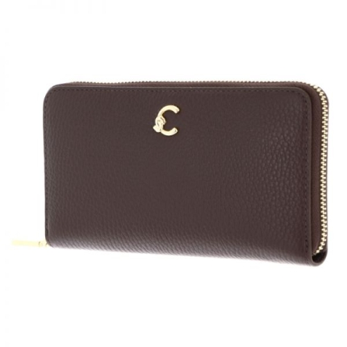 코치 넬레 Coccinelle C-Me 지갑 그레인 가죽 브루넷 월렛 467082