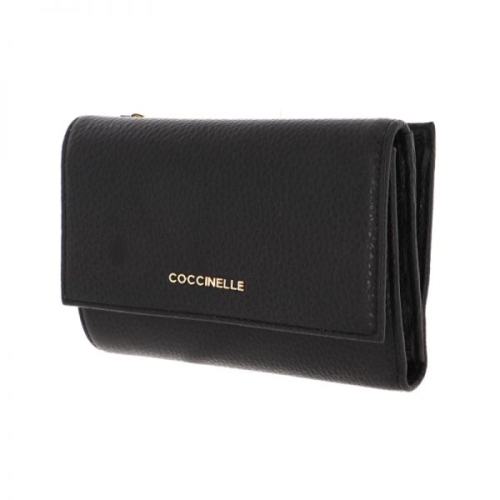 코치 넬레 Coccinelle 메탈릭 소프트 지갑 그레이니 레더 누아르 월렛 467127