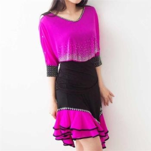 핑크 요정 블라우스 사교 모던 밸리 라틴 줌바 댄스복 S9325809