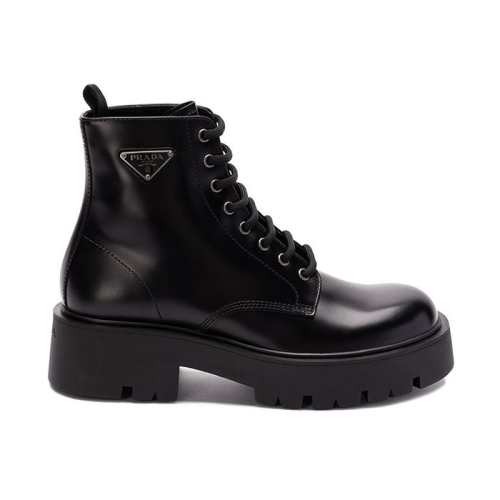 프라다 레이스업 플랫폼 레더 퓨어 부츠 블랙 2TG242B4LFG000
