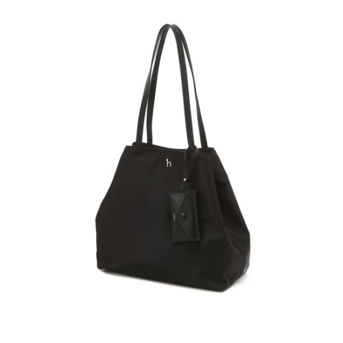 헤지스 HIBA5F856BK_여성 나일론 블랙 퍼피 로고 와이드 쇼퍼백