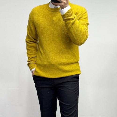 바쏘옴므 부드럽고 가벼운 알파카 울 라운드 니트 WY3-WR60-AYE