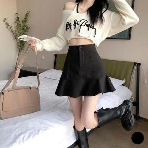 머스트해브 여성용 투단추 패브릭 물결라인 속바지미니스커트 WFJT0TM