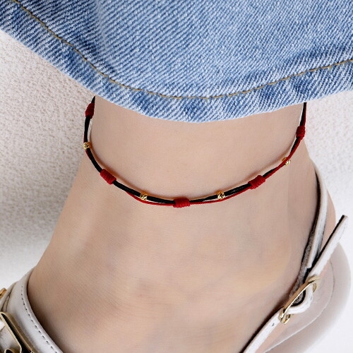 혼골드모아 골드모아 순금 [컷팅볼 컬러 매듭] 발찌 0.25g