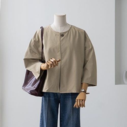 마담4060 리센 자켓 데일리 여성 원버튼라운드-YLJK2509003