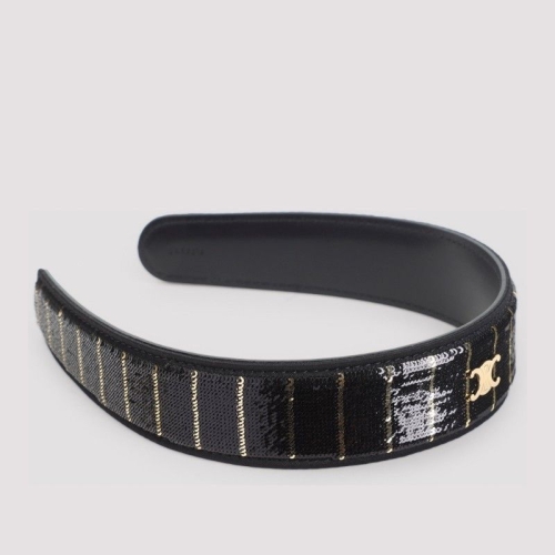 셀린느  스트라이프 시퀸 가죽 헤어밴드 461OD3PCB 38GS