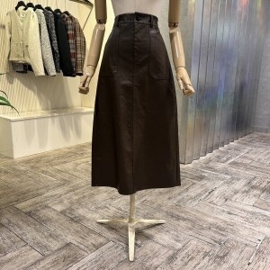 Ab.f.z 페이크 레더 포켓 롱 스커트 AOZ4HS43K