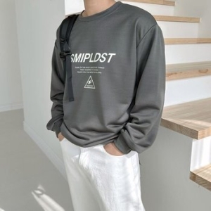 보이 프린트 베이직라운드티 사계절 데일리 장팔 티 WFJU15R