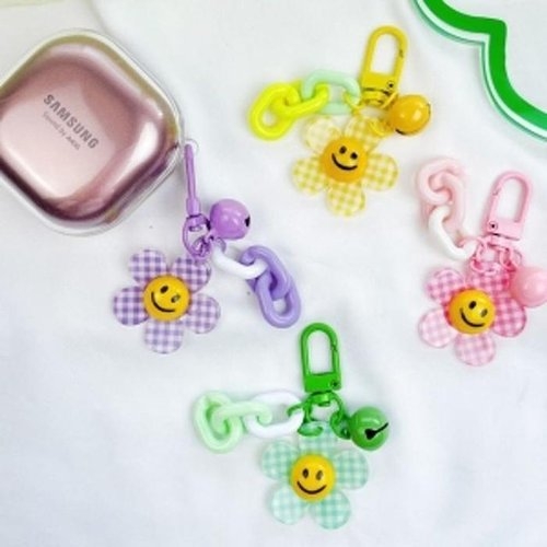 갤럭시 XBI216LM해피 체크 스마일꽃키링 버즈 실리콘